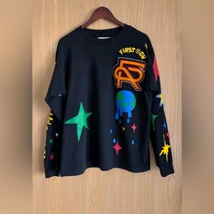 First Row | Men’s Medium | Black Graphic Out Of This World Tee | Long Sleeve